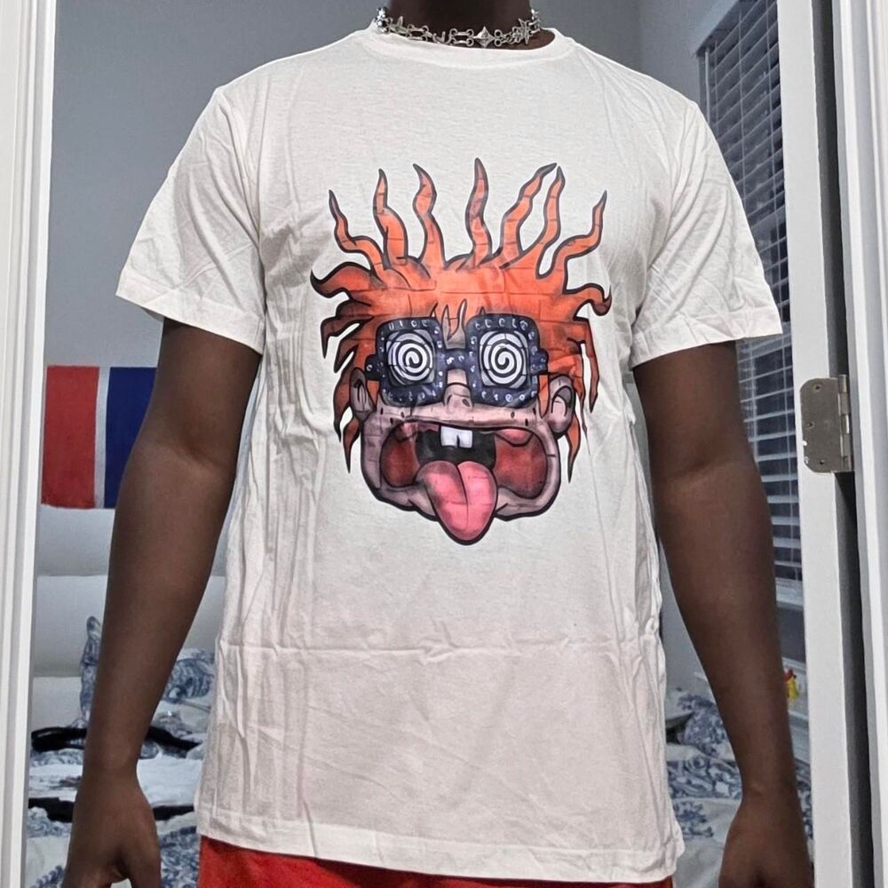 Rugrats Chuckie Finster Crazy Eyes Graphic White T-Shirt Y2K Cartoon Tee